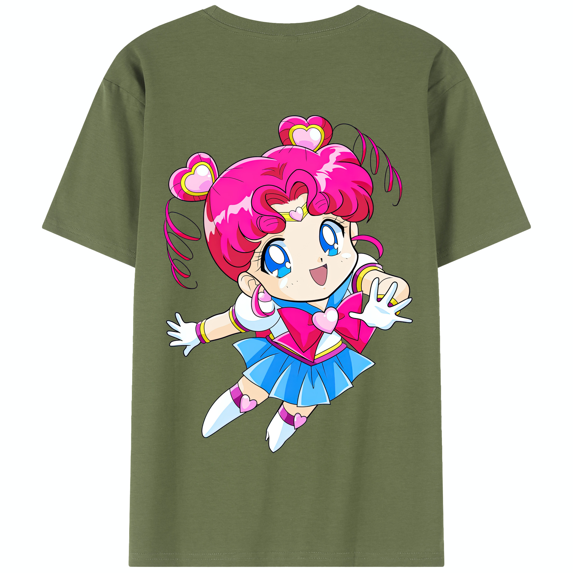 （画像用） 美少女戦士セーラームーン ちびうさ Sailor Moon Chibiusa Tsukino Usagi Small Lady Serenity 綿100％半袖Tシャツ（背面プリント）